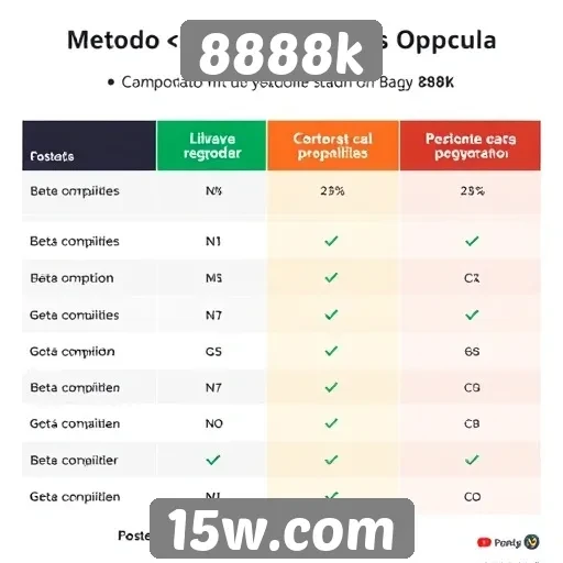 Comparativo de métodos de pagamento no 8888k
